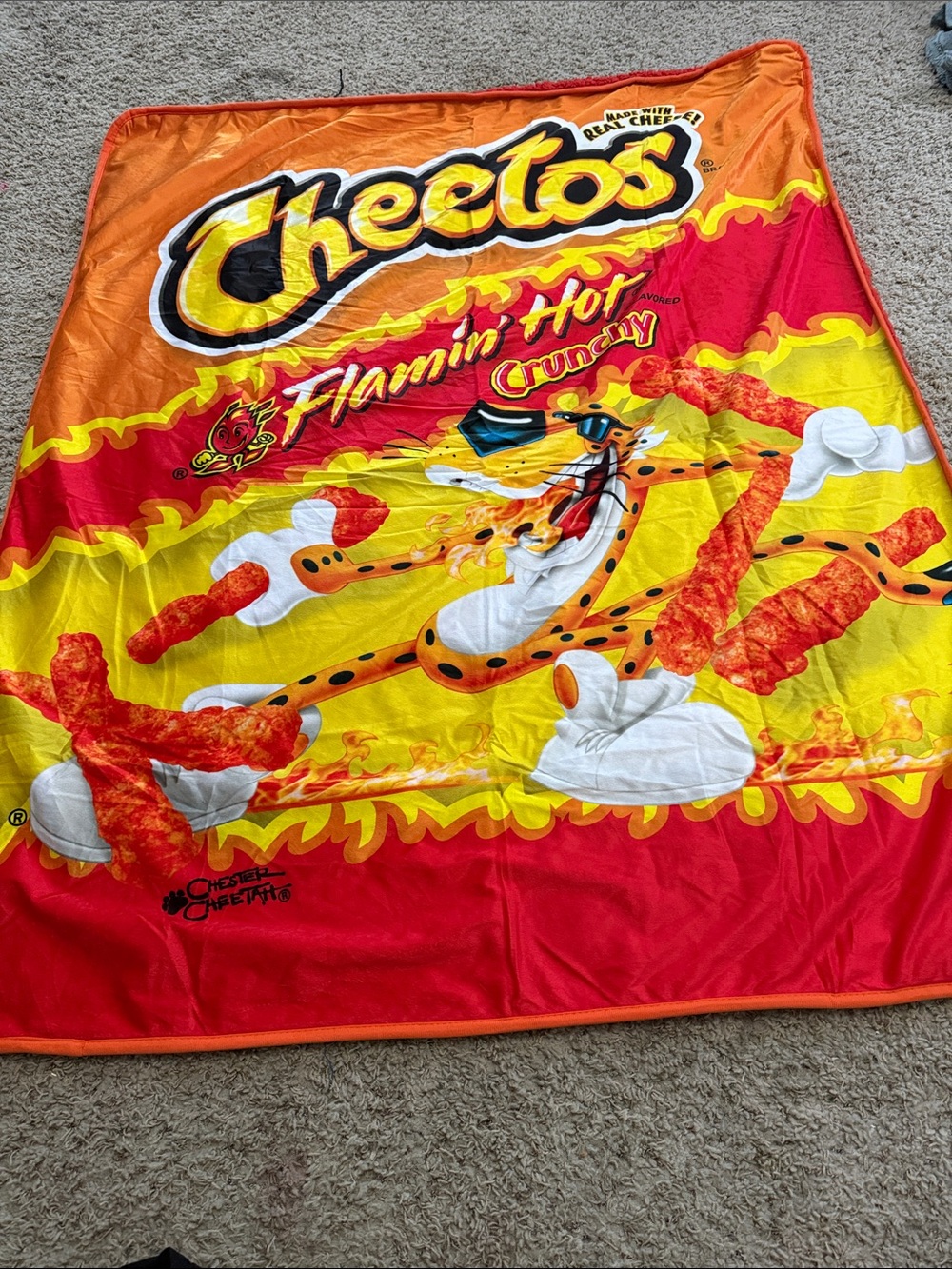Cheetos Flamin' Hot Plush Throw Blanket - Bright Red & Yellow